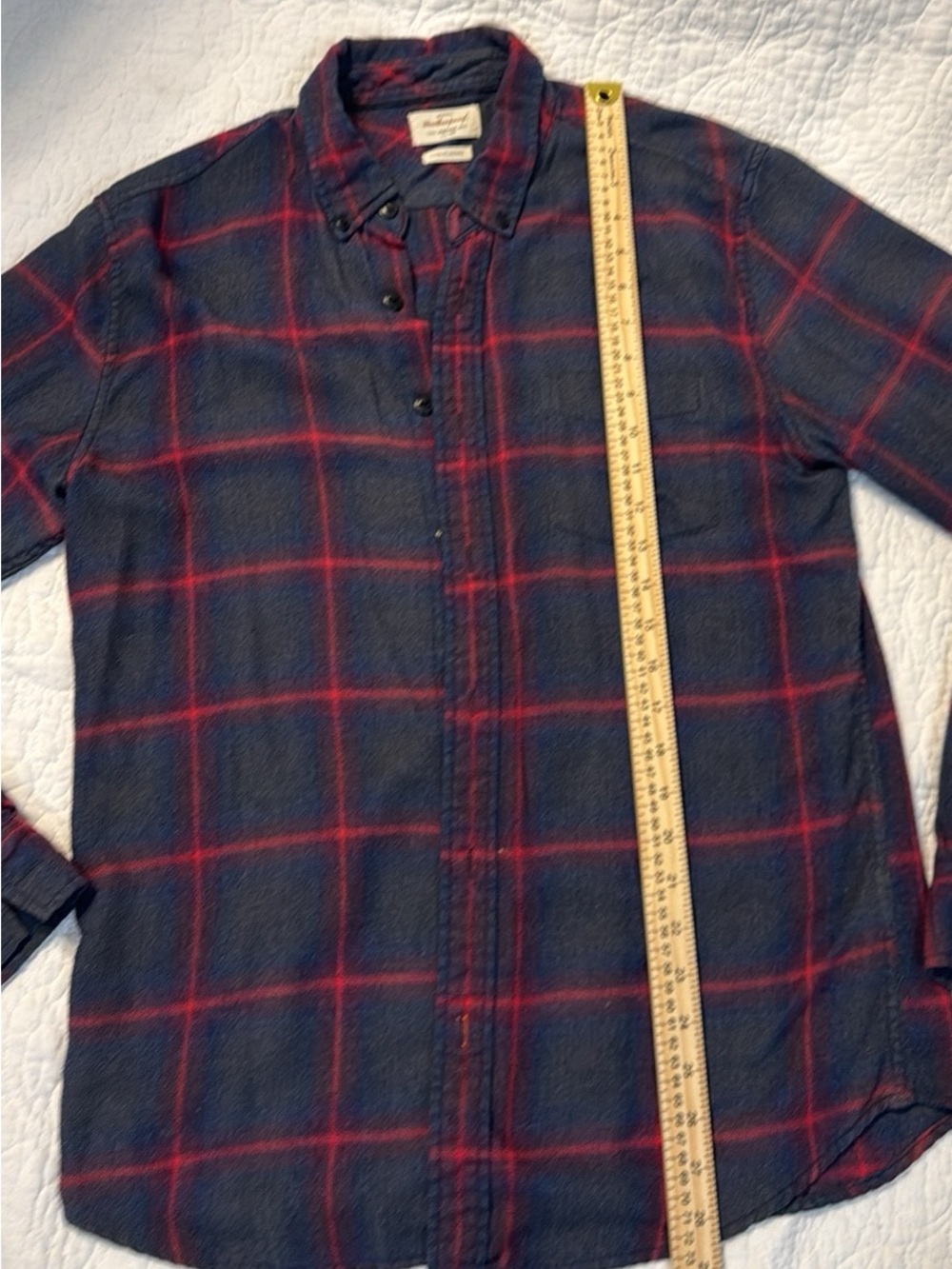 Weatherproof Navy and Red Plaid Button-Down Shirt